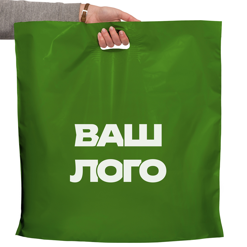 Пакет с логотипом банан 60х60 см зеленый, мкм: 60, 1+0, LDPE A6