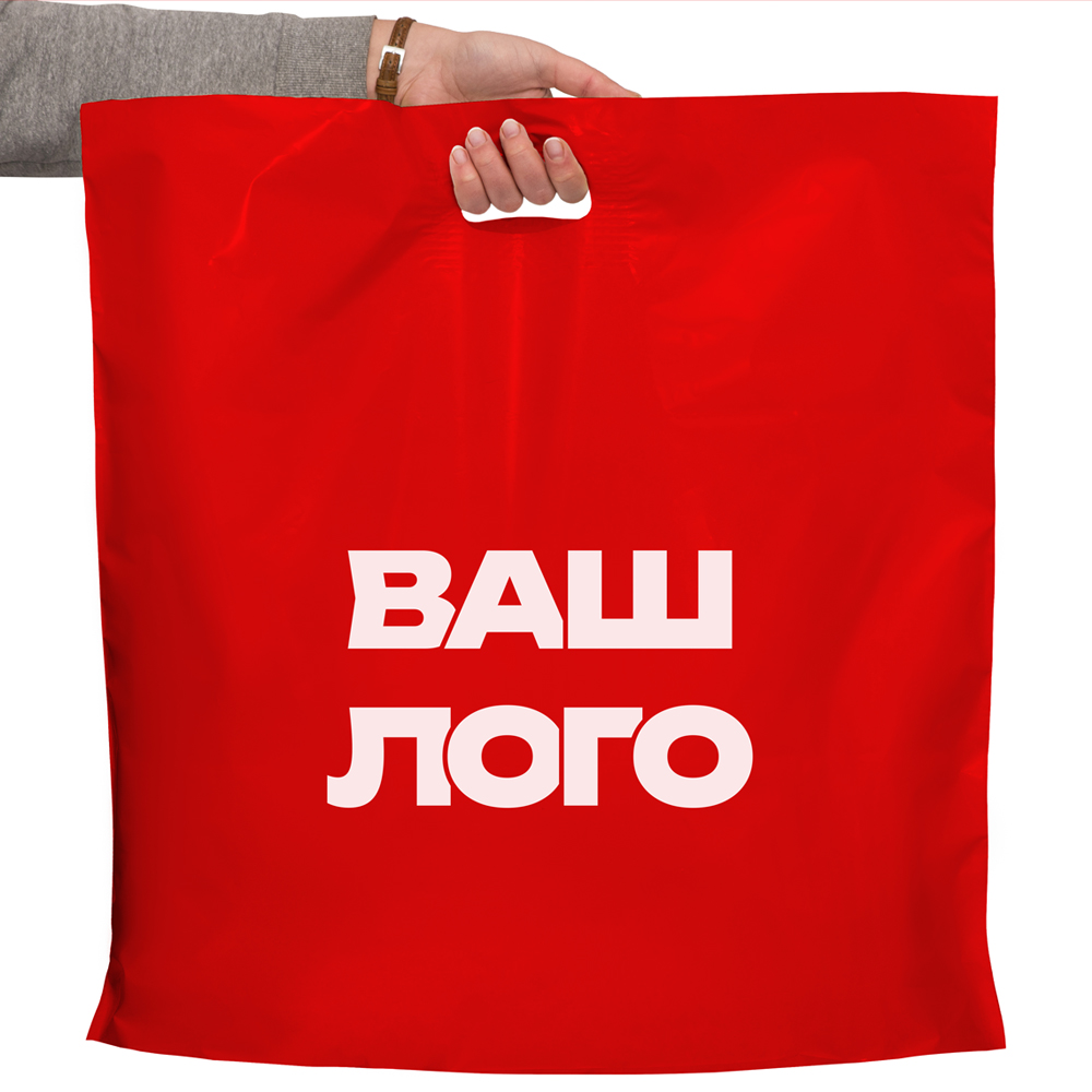 Пакет с логотипом банан 60х60 см красный, мкм: 60, 1+0, LDPE A6