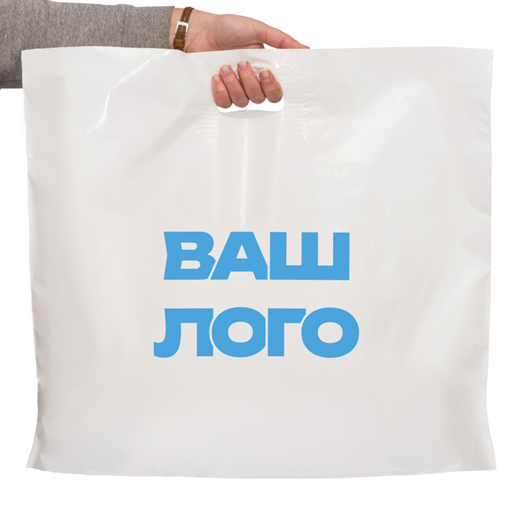 Пакет с логотипом банан 60х50 см белый, мкм: 60, 1+0, LDPE A6