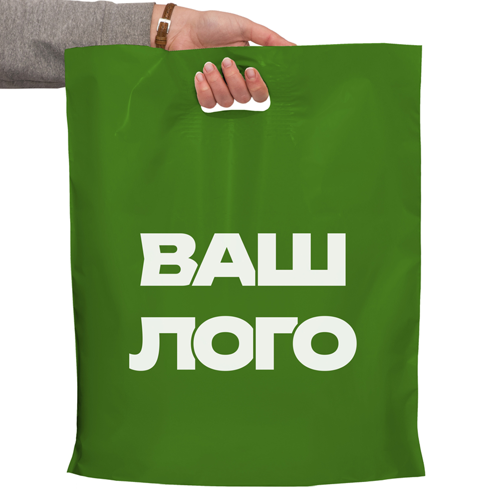 Пакет с логотипом банан 40х50 см зеленый, мкм: 60, 1+0, LDPE A6
