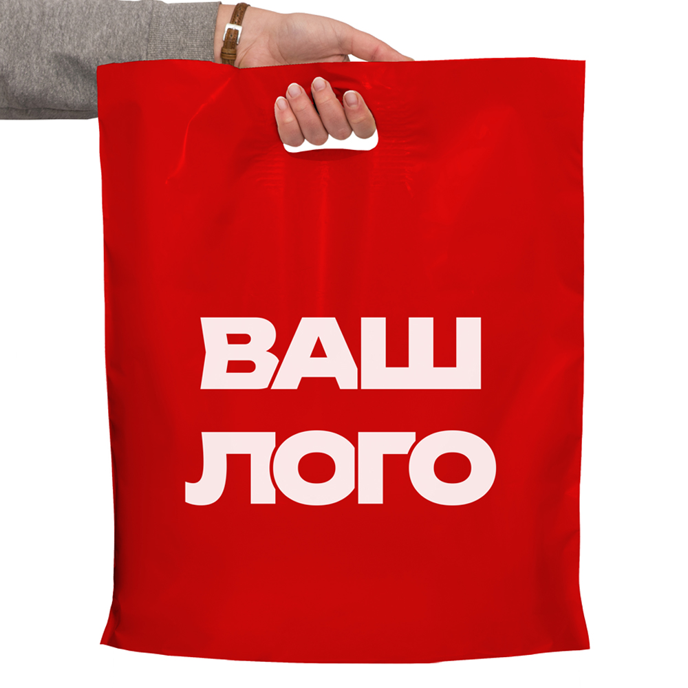 Пакет с логотипом банан 40х50 см красный, мкм: 60, 1+0, LDPE A6